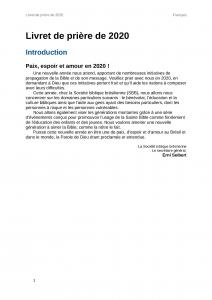 Livret de prière 2020 - French Prayer Booklet