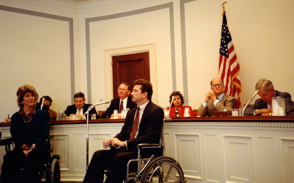 Tada (left), advocating for disability education and outreach on Capitol Hill in Washington, D.C.